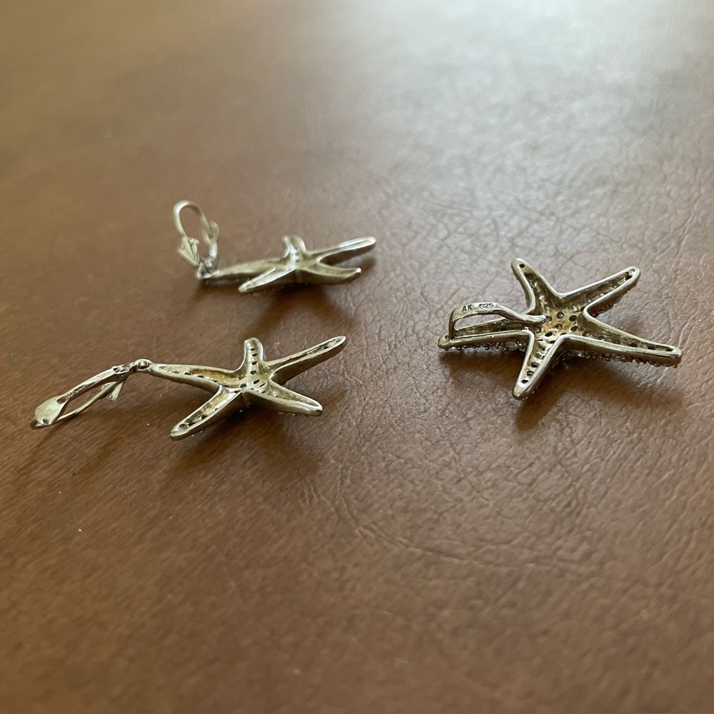Sterling Silver 925 and crystal starfish pendant and drop earrings- boutique - Picture 7 of 16
